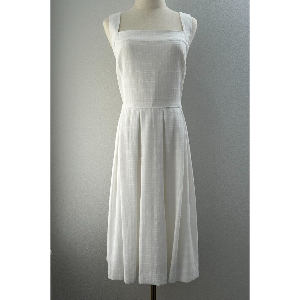 Cremieux Jessie Chiffon Midi Dress 12 Ivory Cream Cottagecore Old Money Preppy